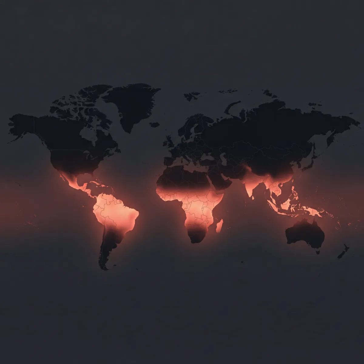 World map highlighting 92 countries with documented Zika virus transmission in warm climate zones